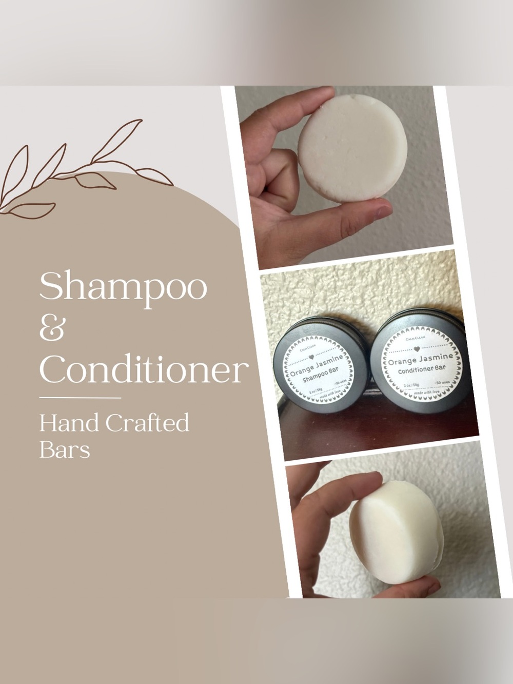 Hand Crafted Shampoo & Conditioner Bar Set— Natural White Solid Bars